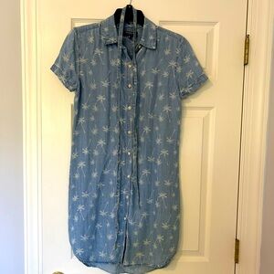 Palm tree button down dress/ beach coverup